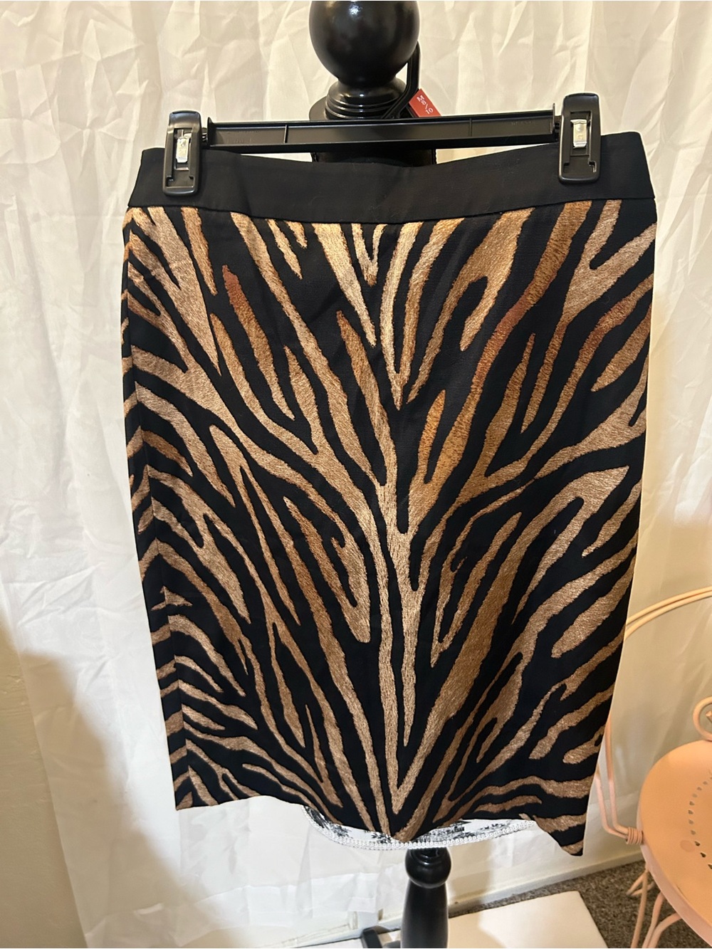 White House Black Market Black and Brown Tiger-Print Pencil Skirt